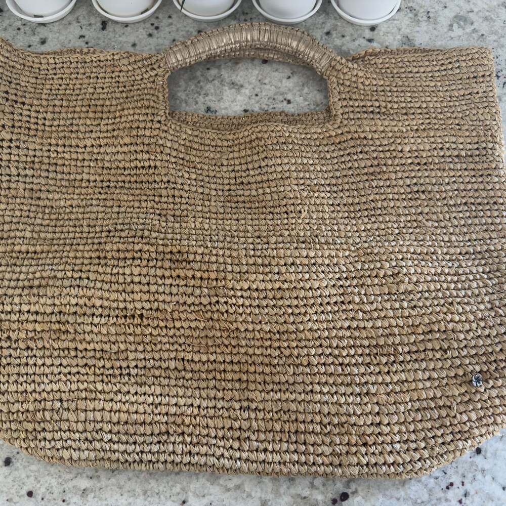 Woven Straw Tote Bag in Natural Tan